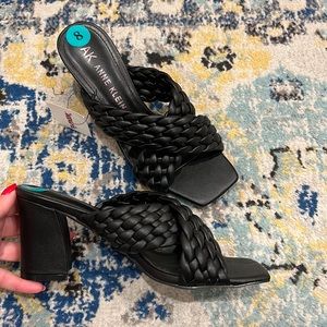 AK Anne Klein black square toe heels